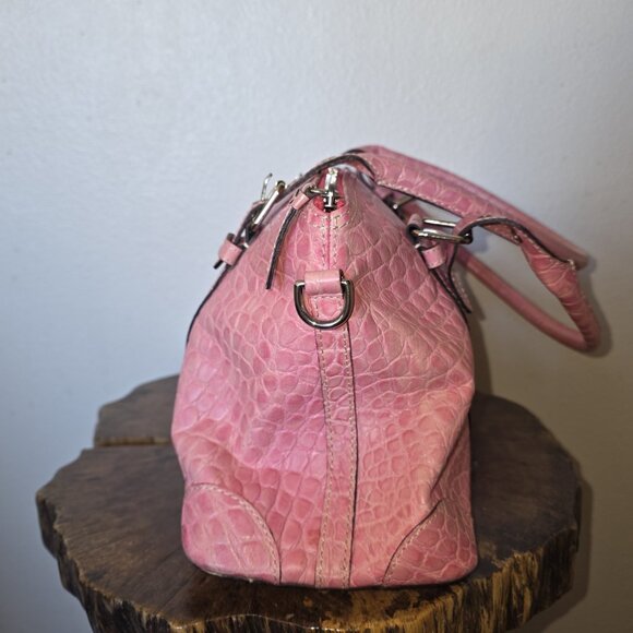 Dooney & Bourke Pink Croc Embossed Leather Satchel Nile Collection Vintage - Picture 15 of 16